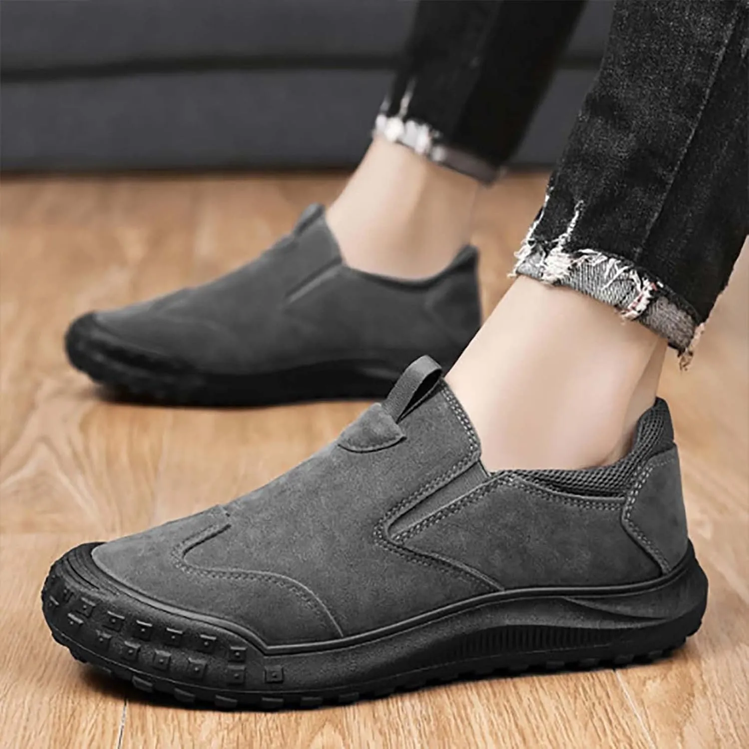 Mens Slip on Walking Shoes Outdoor Simple Casual Arch Support Comfortable Waterproof Casual Shoes for Men Breathable Fashion Sneakers for Outdoor Walking
