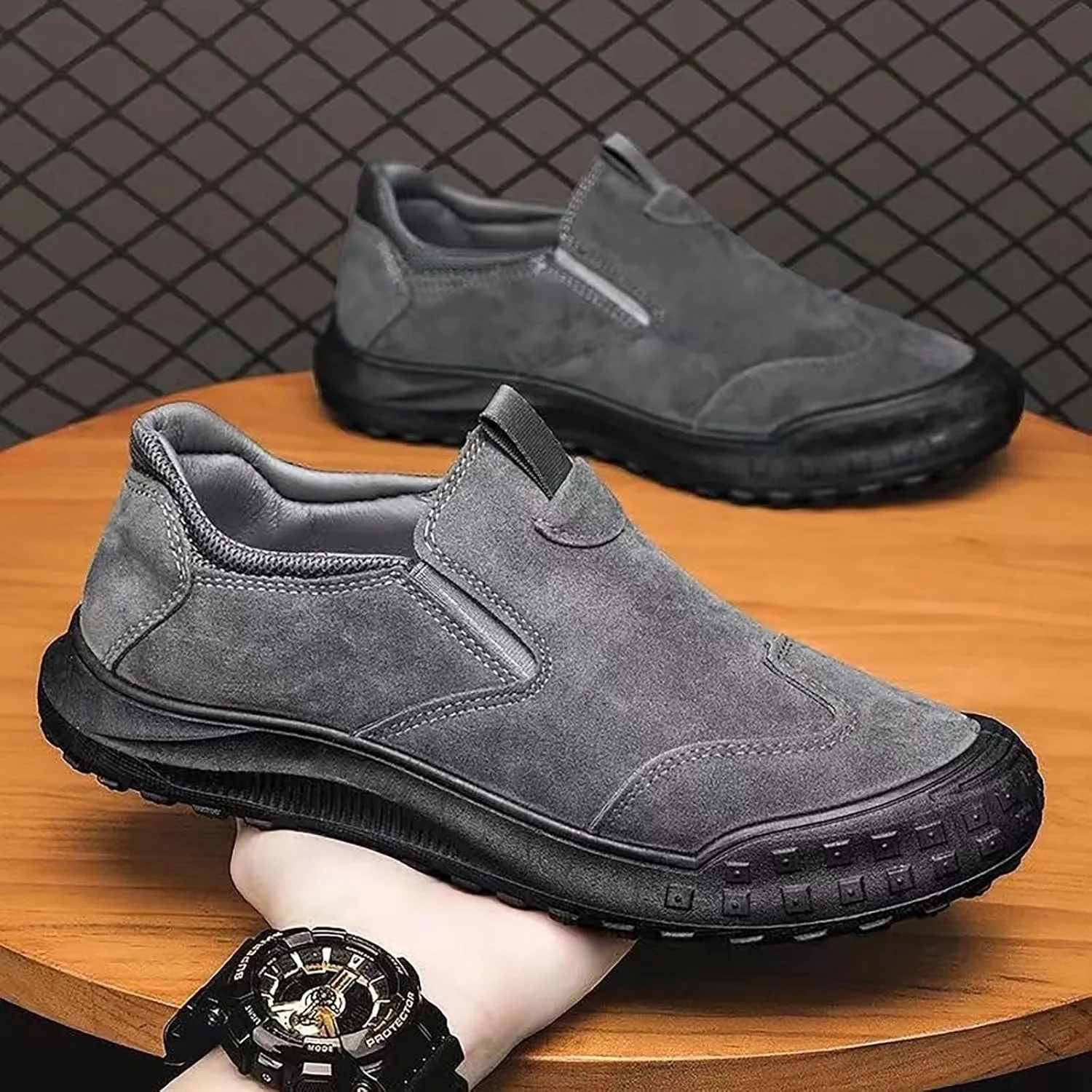 Mens Slip on Walking Shoes Outdoor Simple Casual Arch Support Comfortable Waterproof Casual Shoes for Men Breathable Fashion Sneakers for Outdoor Walking