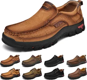 Men's Slip On Waterproof Loafers Leather Walking Boots Mens Slip-On Dress Shoes Slippers for Men Outdoor Trekking Camping Sneakers