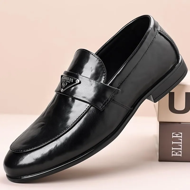 Men's Trendy Solid Slip On Loafer Shoes Luxury Round Toe Slip-On Lug Sole Office Business Dress Shoes Wide Width Comfortable-