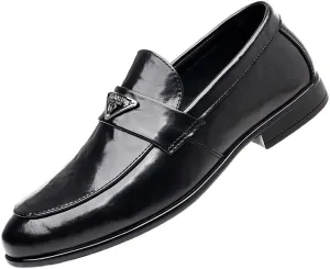 Men's Trendy Solid Slip On Loafer Shoes Luxury Round Toe Slip-On Lug Sole Office Business Dress Shoes Wide Width Comfortable-