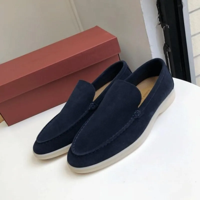 Men's Trendy Solid Slip On Loafer Shoes Slip-Ons Round Toe Low Top Non-Slip Casual Dress Shoes