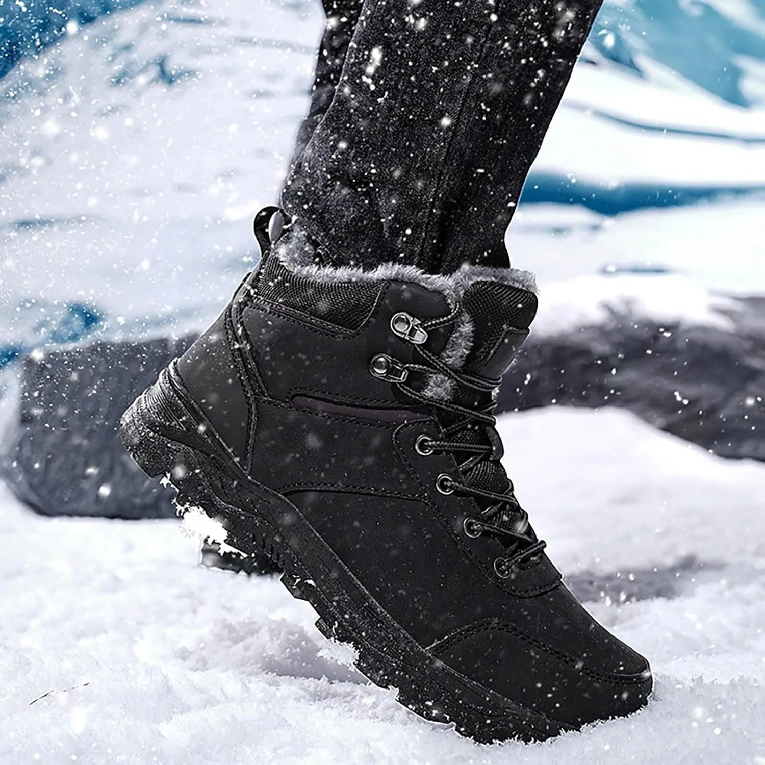 Men's Work Boots Soft Toe Hiking Sneakers Fur Lined Ankle Boot Womens Working Shoes Winter Winter Backpacking Snow Botas Warm Water Hike Grounded Footwear