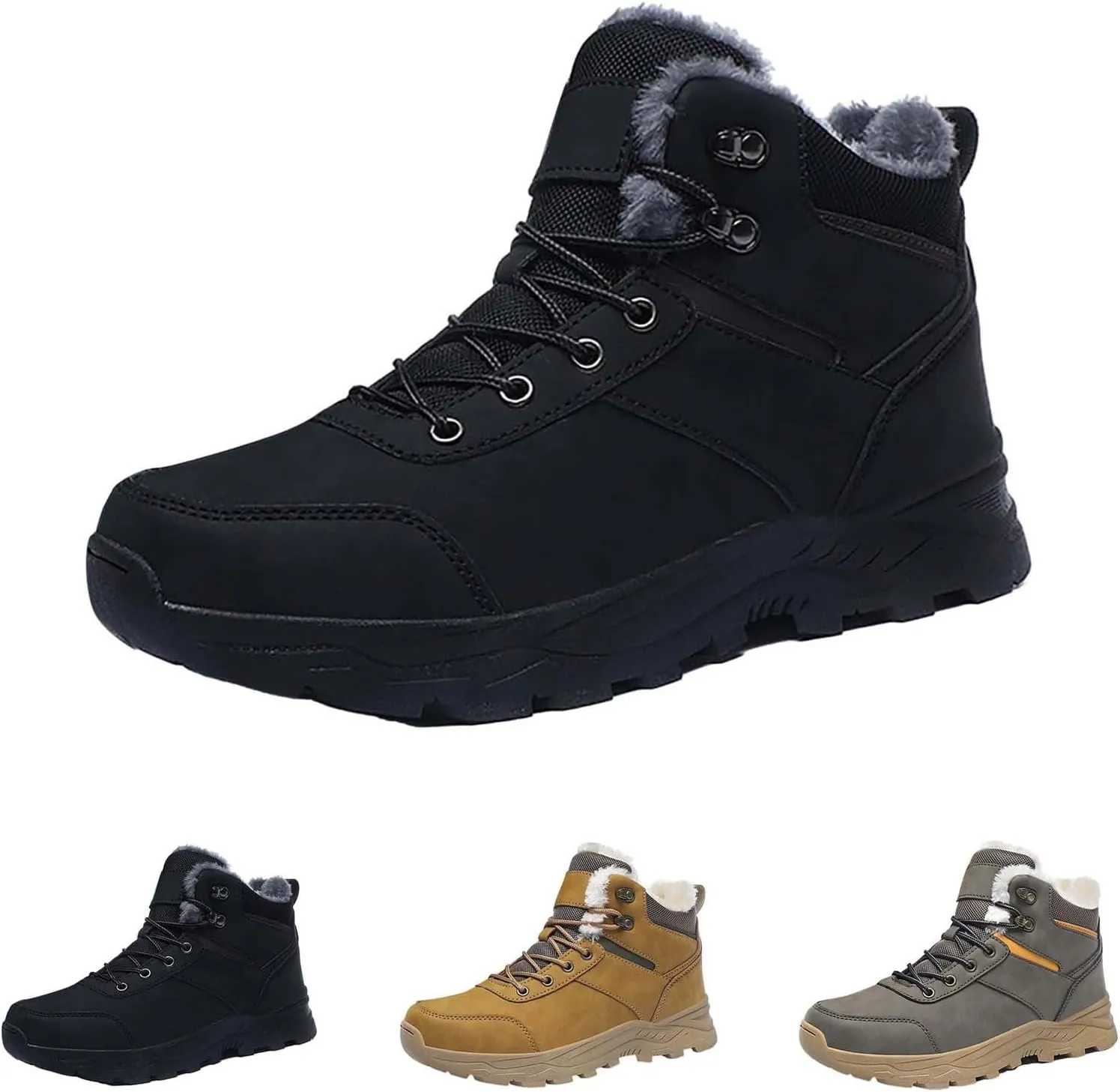 Men's Work Boots Soft Toe Hiking Sneakers Fur Lined Ankle Boot Womens Working Shoes Winter Winter Backpacking Snow Botas Warm Water Hike Grounded Footwear