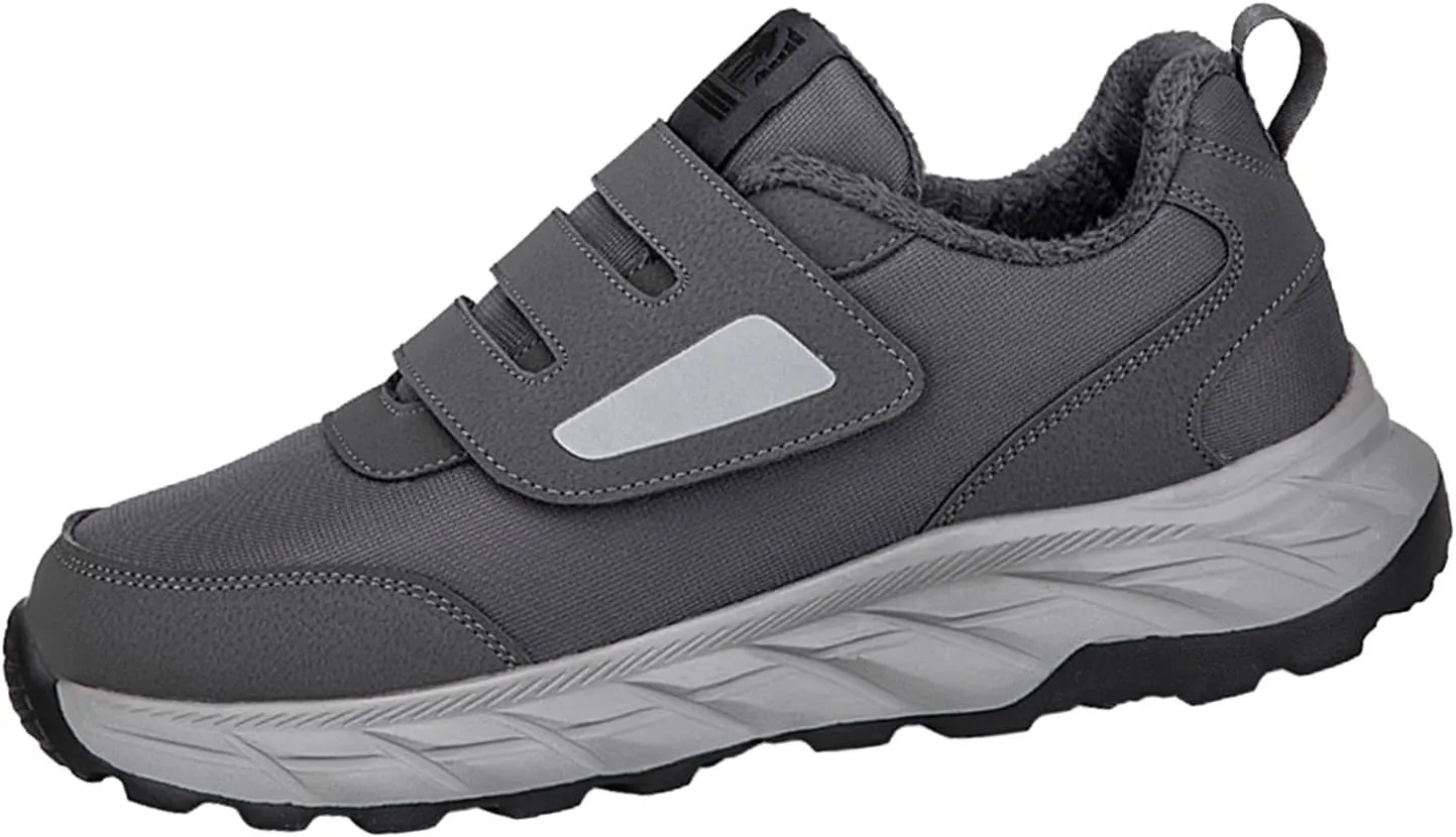 Mens Work Boots Waterproof Hiking Sneakers Warm Fur Lined Safety Toe Shoes for Women Food Service Waterproof Outdoor Shoes Lightweight Anti Slip Hike Grounded Footwear