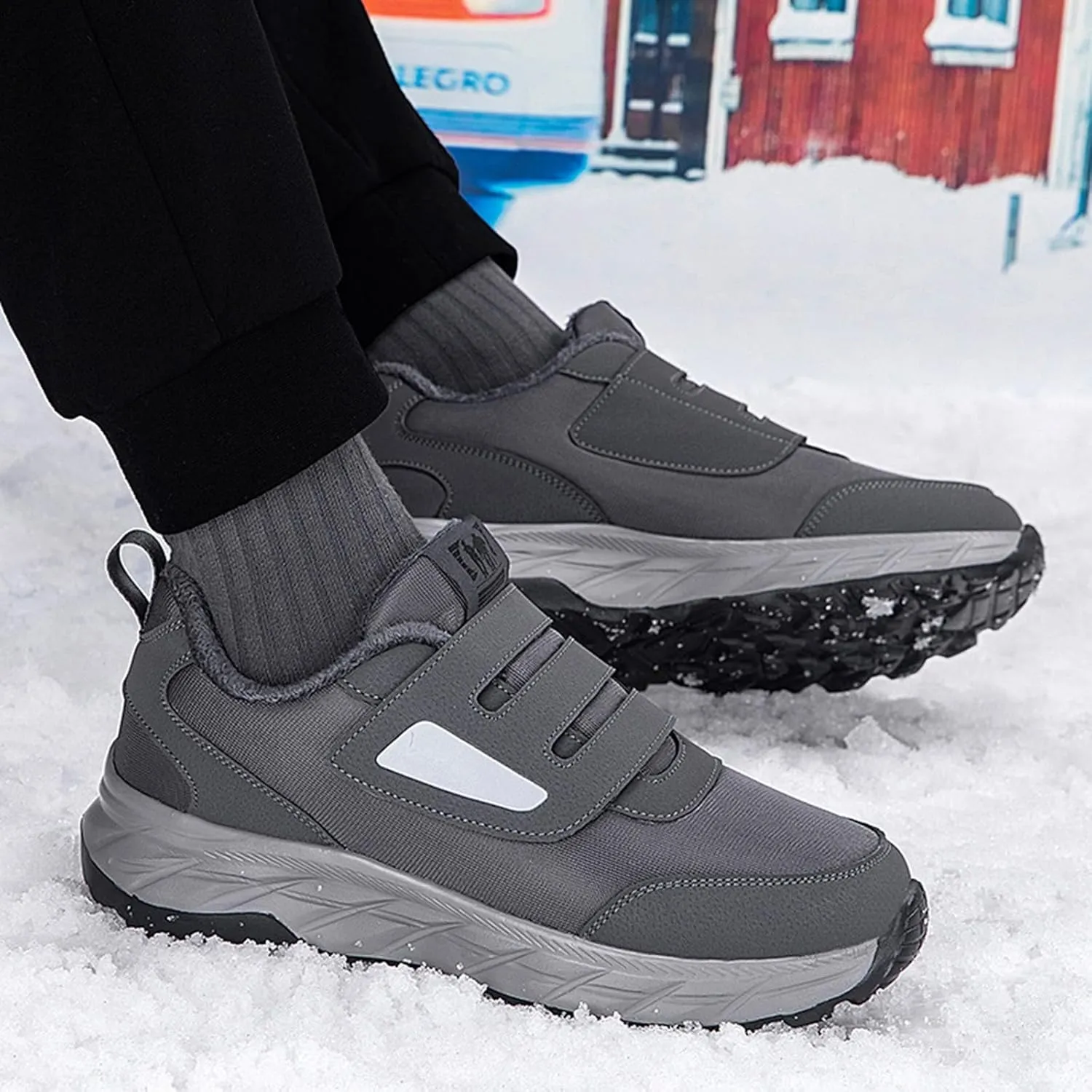 Mens Work Boots Waterproof Hiking Sneakers Warm Fur Lined Safety Toe Shoes for Women Food Service Waterproof Outdoor Shoes Lightweight Anti Slip Hike Grounded Footwear