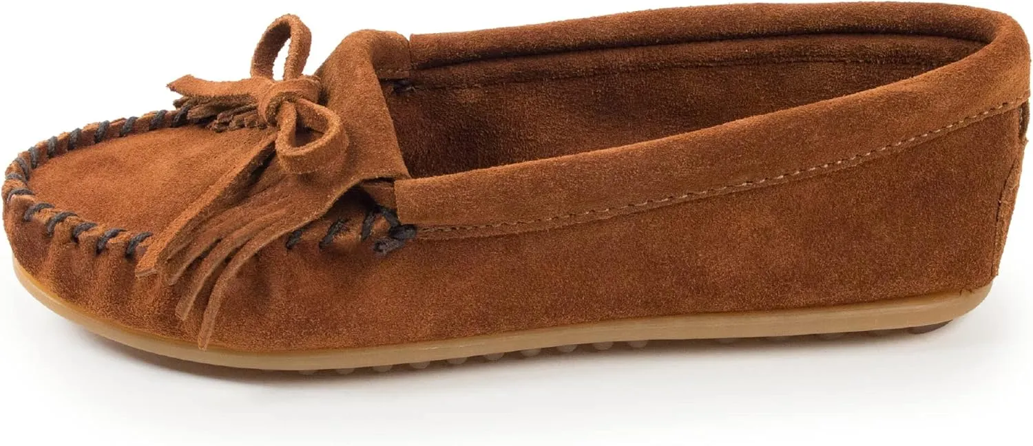 Minnetonka Women's Kilty Moccasin,Brown,7 Wide US