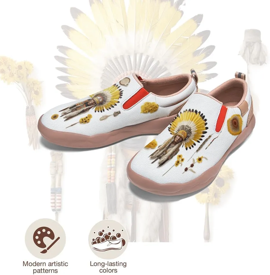 Onehorse Women's Painted Travel Shoes Comfortable Slip-On Indian Chief Style Loafers