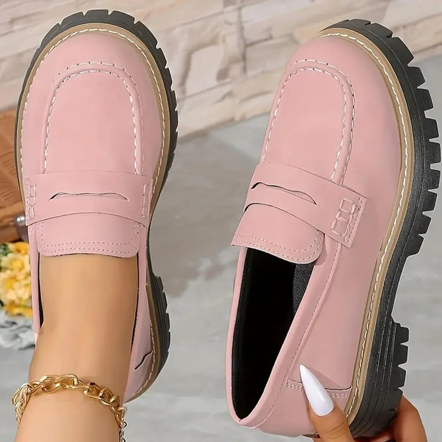 Orthopedic Shoes for Women Orthoture-Orthopedic Platform Loafers, Comfort Orthopedic Shoes, Womens Round Toe Walking Shoe, Slip On Shoes
