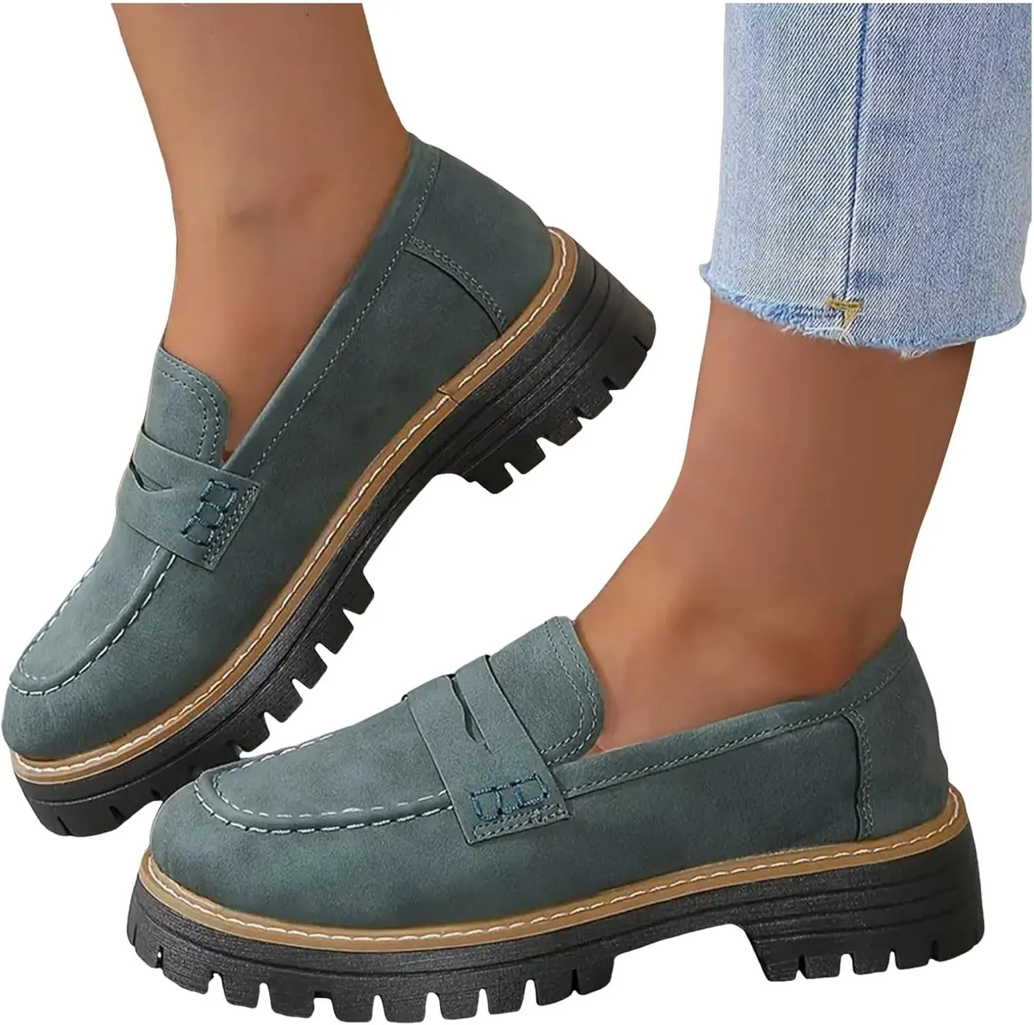 Orthoture Orthopedic Platform Loafers Orthoture Womens Shoes Loafer Lug Sole Loafers Slip On Comfort Casual Fashion