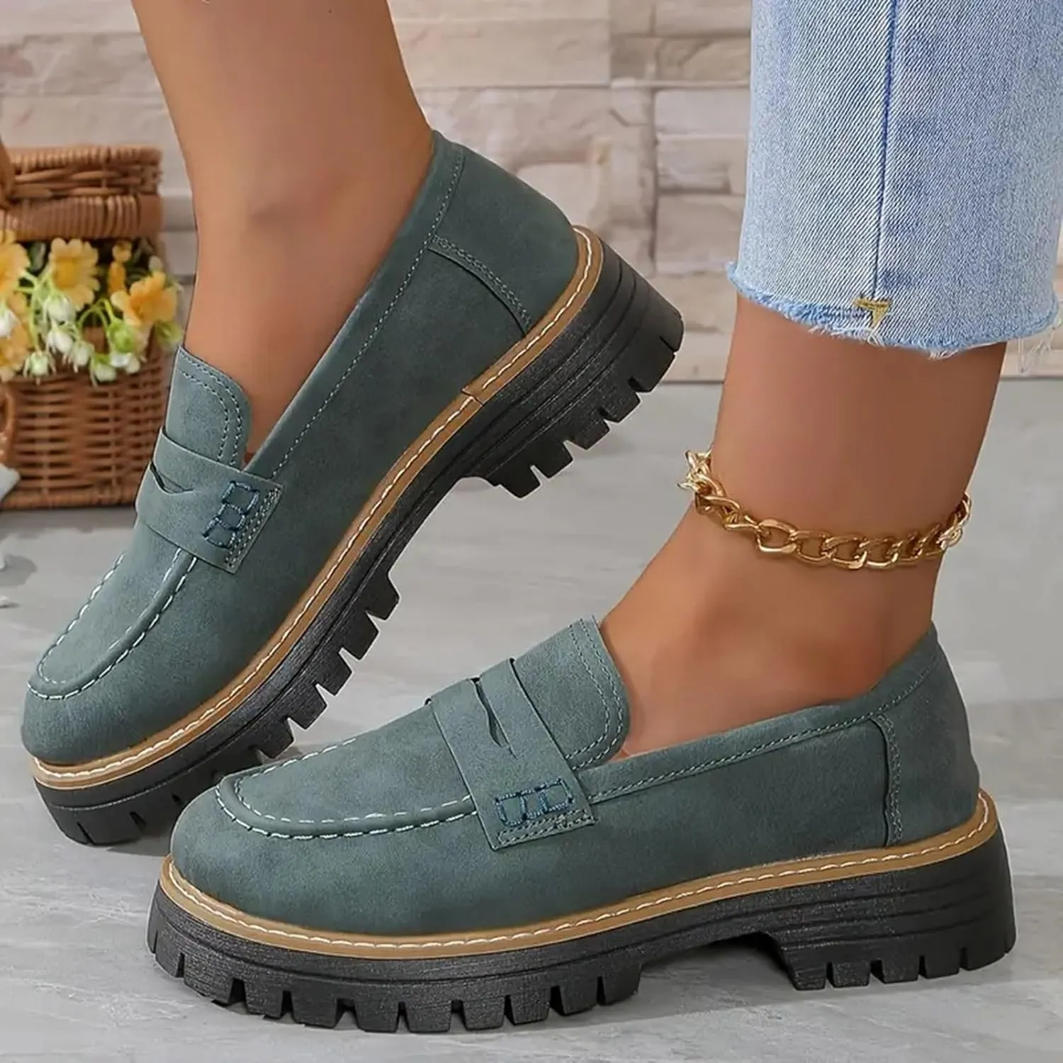 Orthoture Orthopedic Platform Loafers Orthoture Womens Shoes Loafer Lug Sole Loafers Slip On Comfort Casual Fashion