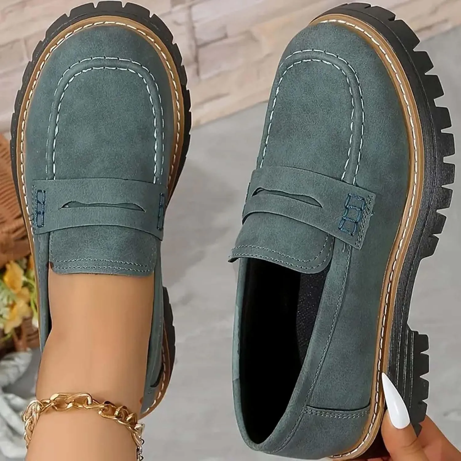 Orthoture Orthopedic Platform Loafers Orthoture Womens Shoes Loafer Lug Sole Loafers Slip On Comfort Casual Fashion