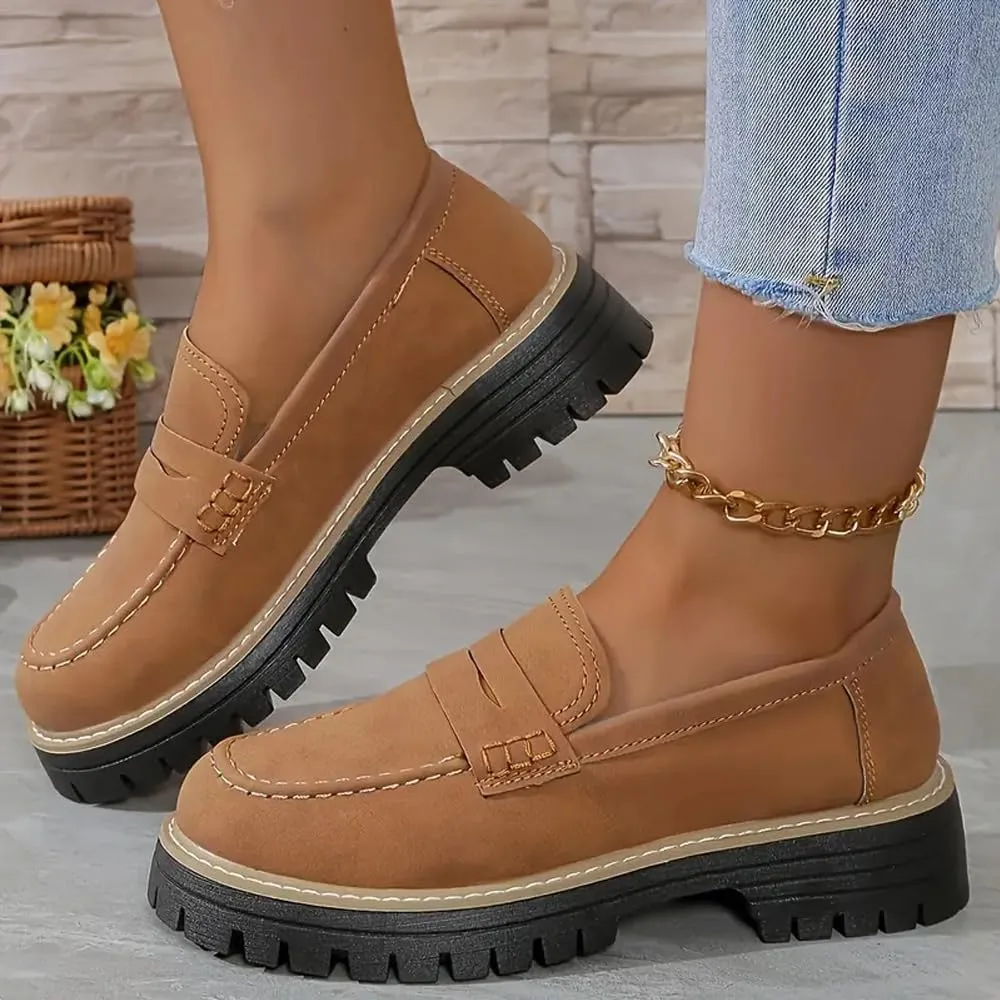 Orthoture Orthopedic Platform Loafers,Comfort Orthoture Orthopedic Shoes,Lug Sole Loafers for Women,Slip On Comfort Casual Fashion