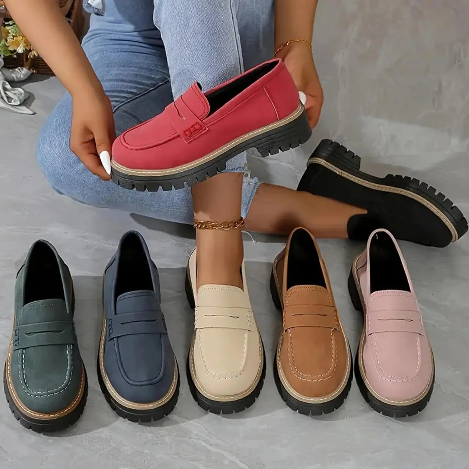 Orthoture Orthopedic Platform Loafers,Womens Loafers Comfortable,Slip On Comfort Casual Fashion