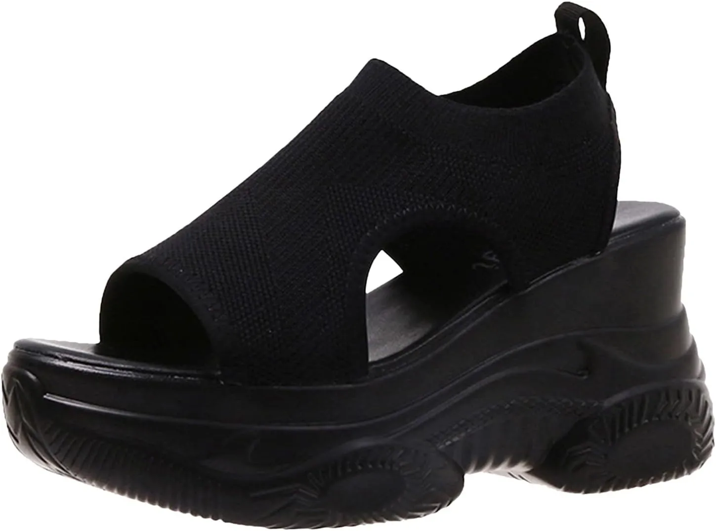 Paneled Cutout Lace-Up Muffin Sandals for Women Summer Peep Toe Platform Sandals Mesh Wedges Causal Comfy Sports Sandals