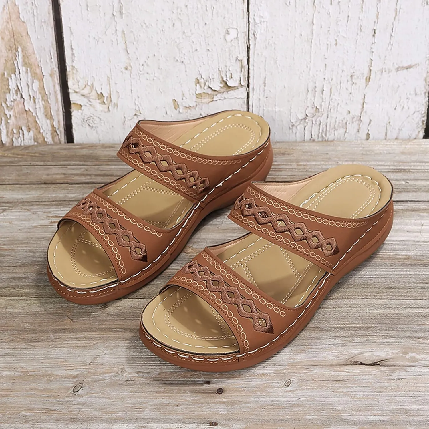 Plantar Fasciitis Sandals Women Memory Foam Womens Orthopedic Walking Shoes Black Flat Sandals for Women Arch Support Slides for Women Extra Wide Womens Sandals Planter Fasciitis Sandals for Women