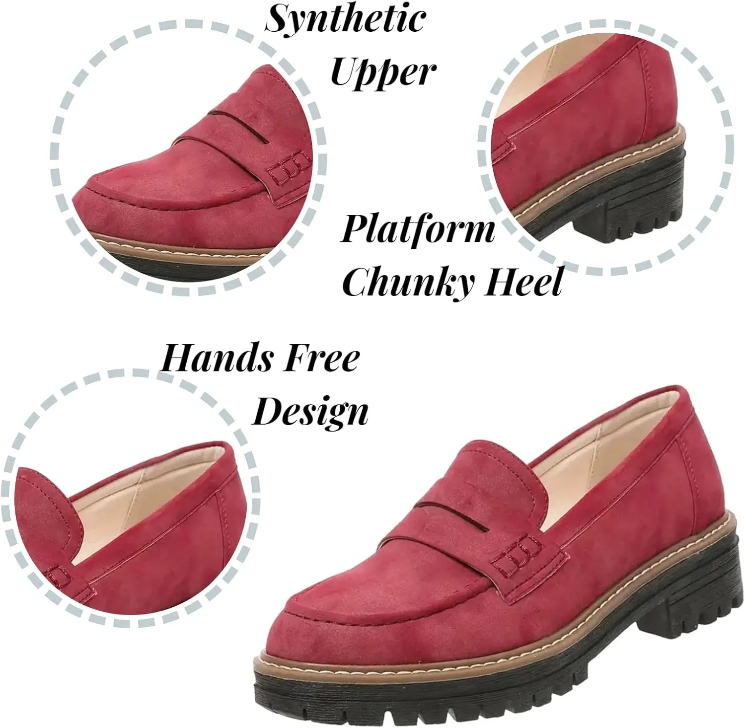 Platform Loafers for Women Suede Penny Loafer Comfort Driving Moccasins Casual Slip-Ons Flats Fashion Business Work Shoes
