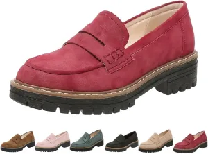 Platform Loafers for Women Suede Penny Loafer Comfort Driving Moccasins Casual Slip-Ons Flats Fashion Business Work Shoes