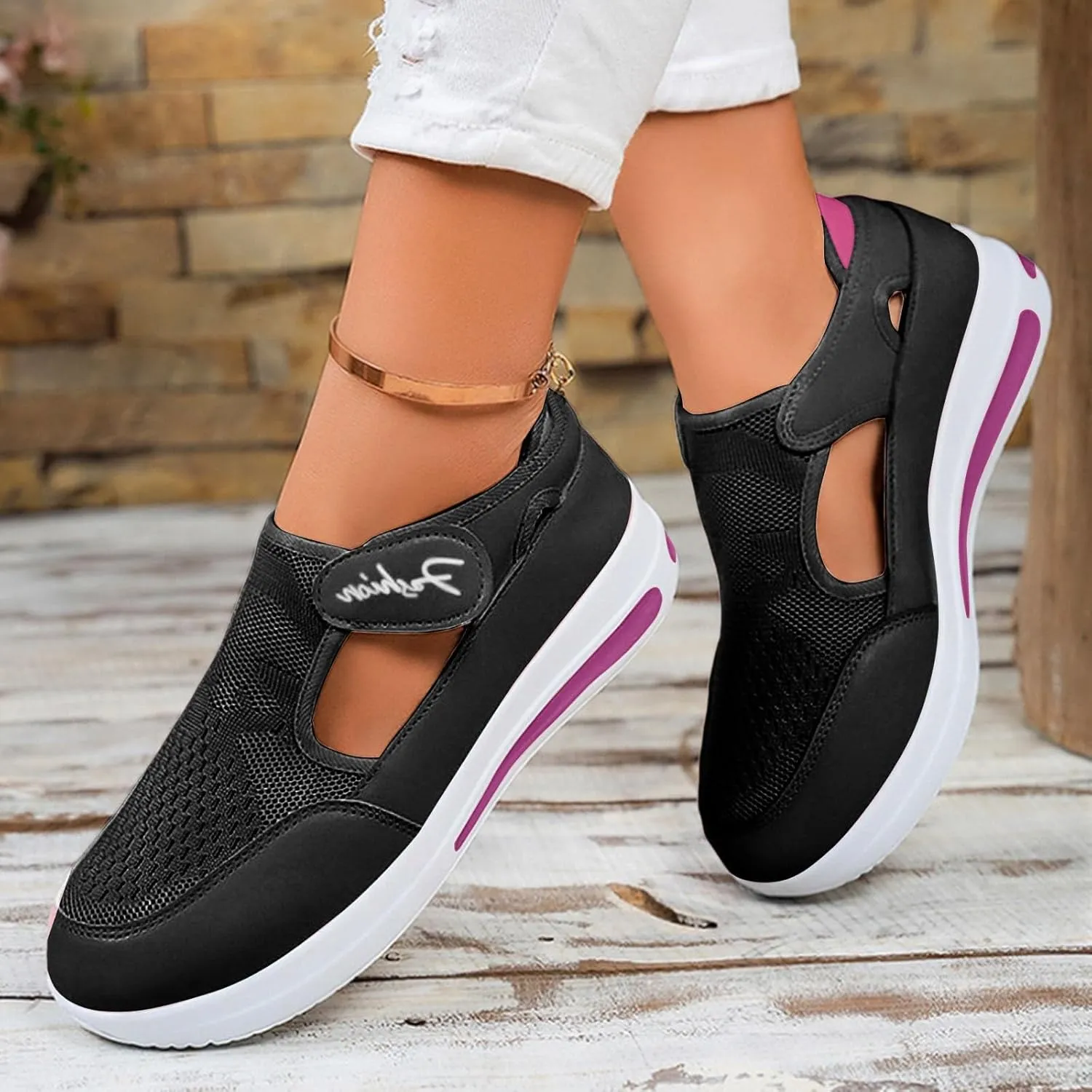 Platform Sandals for Women 2025 Arch Support Comfortable Sneakers Closed Toe Casual Slip On Loafers Low Top Walking Shoes Dressy Summer Wedges Knitted Breathable Lightweight Comfort Canvas