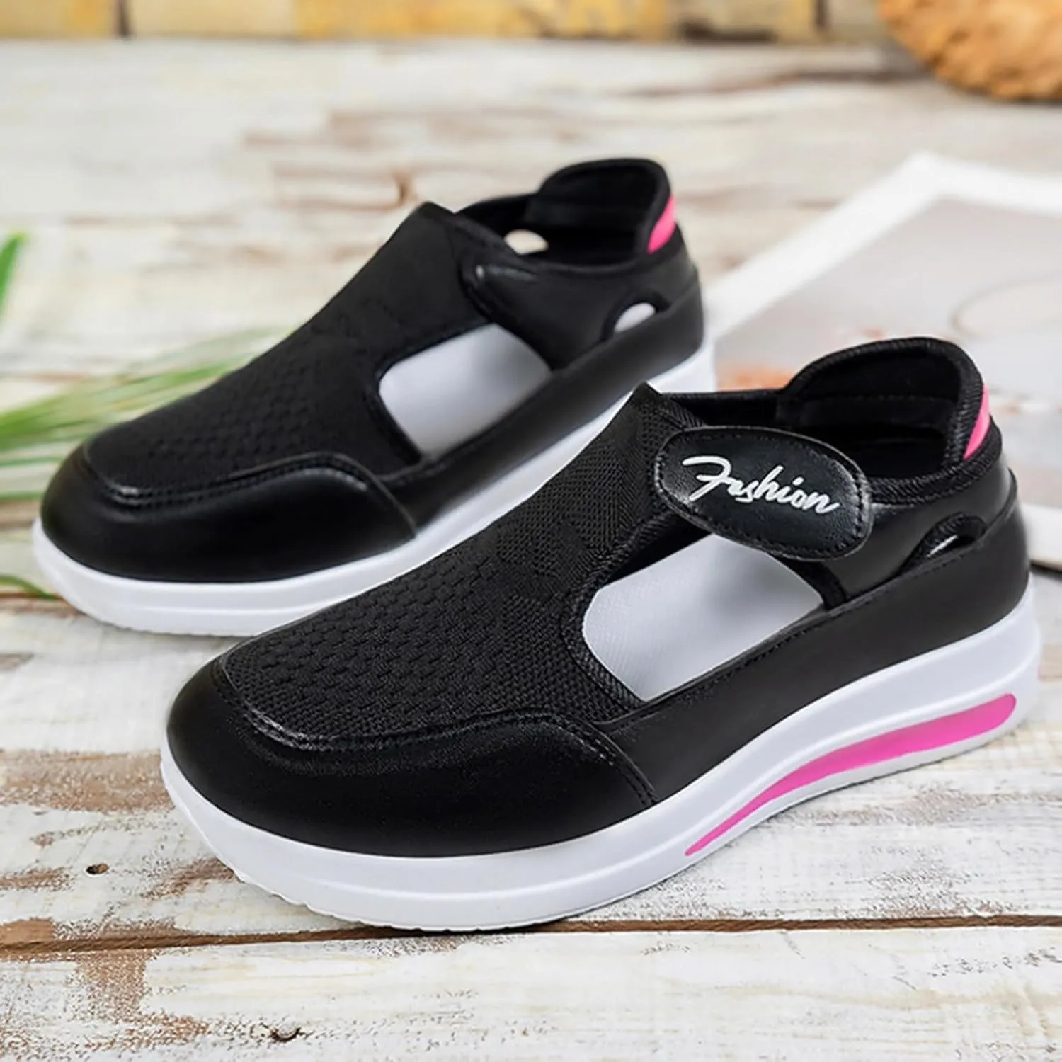 Platform Sandals for Women 2025 Arch Support Comfortable Sneakers Closed Toe Casual Slip On Loafers Low Top Walking Shoes Dressy Summer Wedges Knitted Breathable Lightweight Comfort Canvas