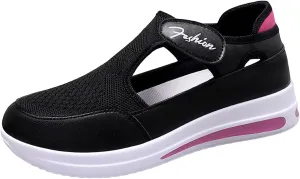 Platform Sandals for Women 2025 Arch Support Comfortable Sneakers Closed Toe Casual Slip On Loafers Low Top Walking Shoes Dressy Summer Wedges Knitted Breathable Lightweight Comfort Canvas
