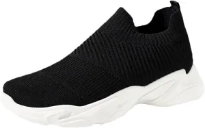 Platform Sneakers for Women Wide Toe Box Senior Womens Slip On Light Weight Walking Shoes White Canvas Shoes Women Wide Chunky Sneakers for Women 2023 Black Black Non Slip Tennis Shoes for Women