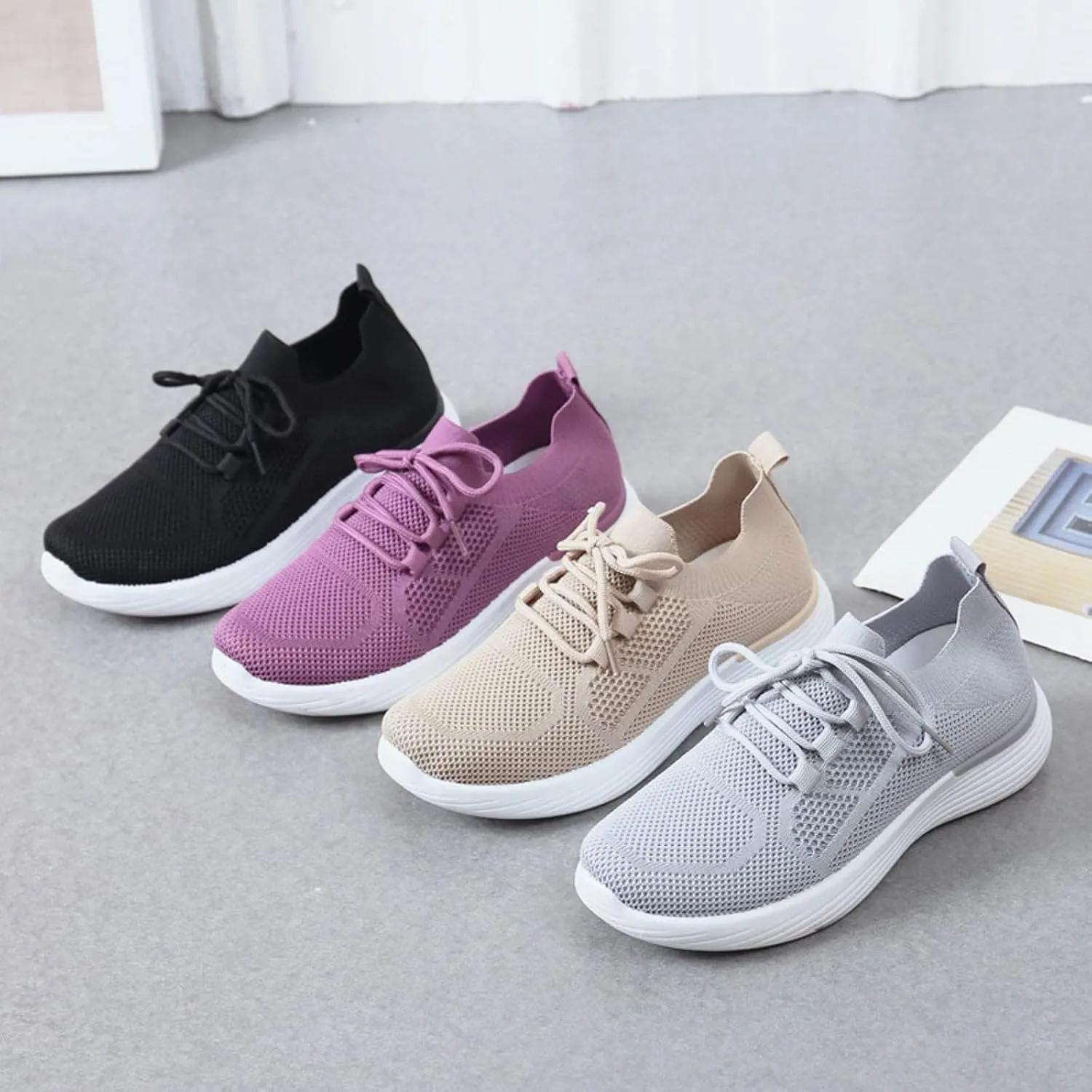 Running Shoes Womens Comfy Black Shoes for Women Dressy Women's Walking Shoes Sock Sneakers Womens Trail Running Shoes Wide Width Zapatos Comodos