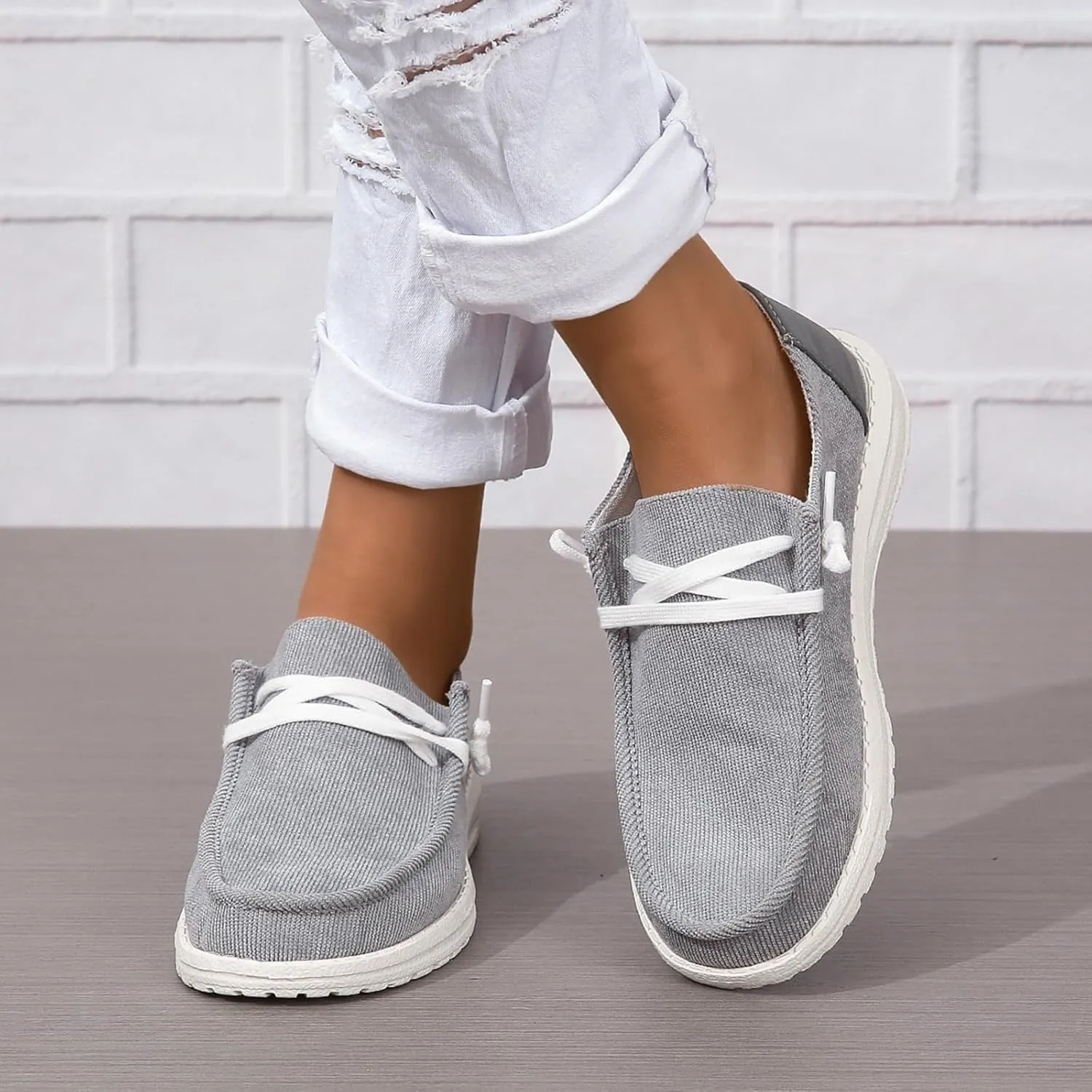 SACFOF Slip on Loafers Shoes for Women Orthopedic Casual Loafers with Arch Support Comfotable Lightweight Casual Boat Shoes