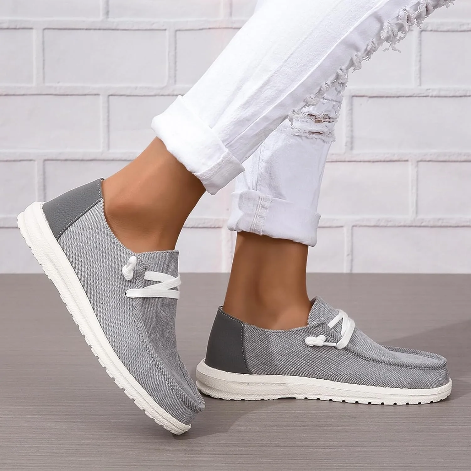 SACFOF Slip on Loafers Shoes for Women Orthopedic Casual Loafers with Arch Support Comfotable Lightweight Casual Boat Shoes