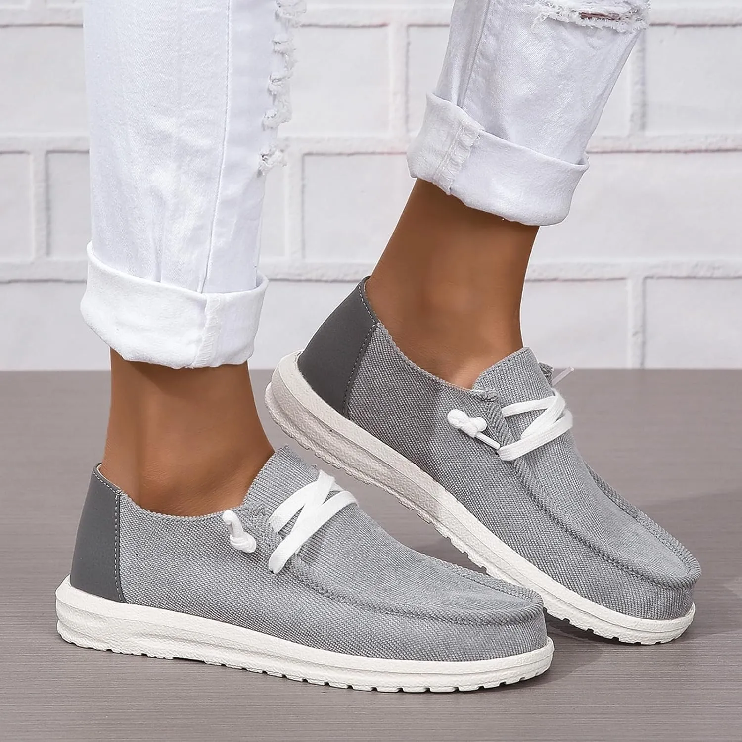SACFOF Slip on Loafers Shoes for Women Orthopedic Casual Loafers with Arch Support Comfotable Lightweight Casual Boat Shoes