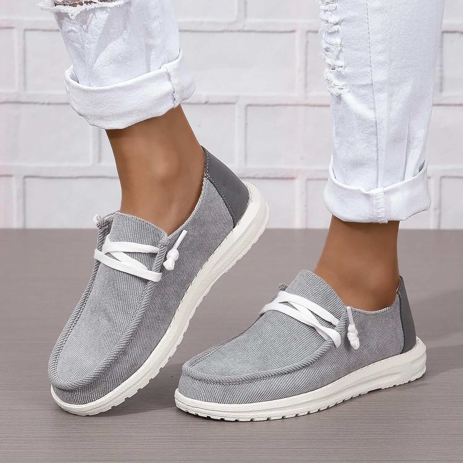 SACFOF Slip on Loafers Shoes for Women Orthopedic Casual Loafers with Arch Support Comfotable Lightweight Casual Boat Shoes