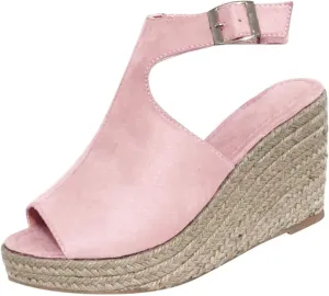Sandals for Women Casual Summer Wedge Espadrilles Sandals Ankle Strap Open Toe Beach Boho Sandals Roman Shoes