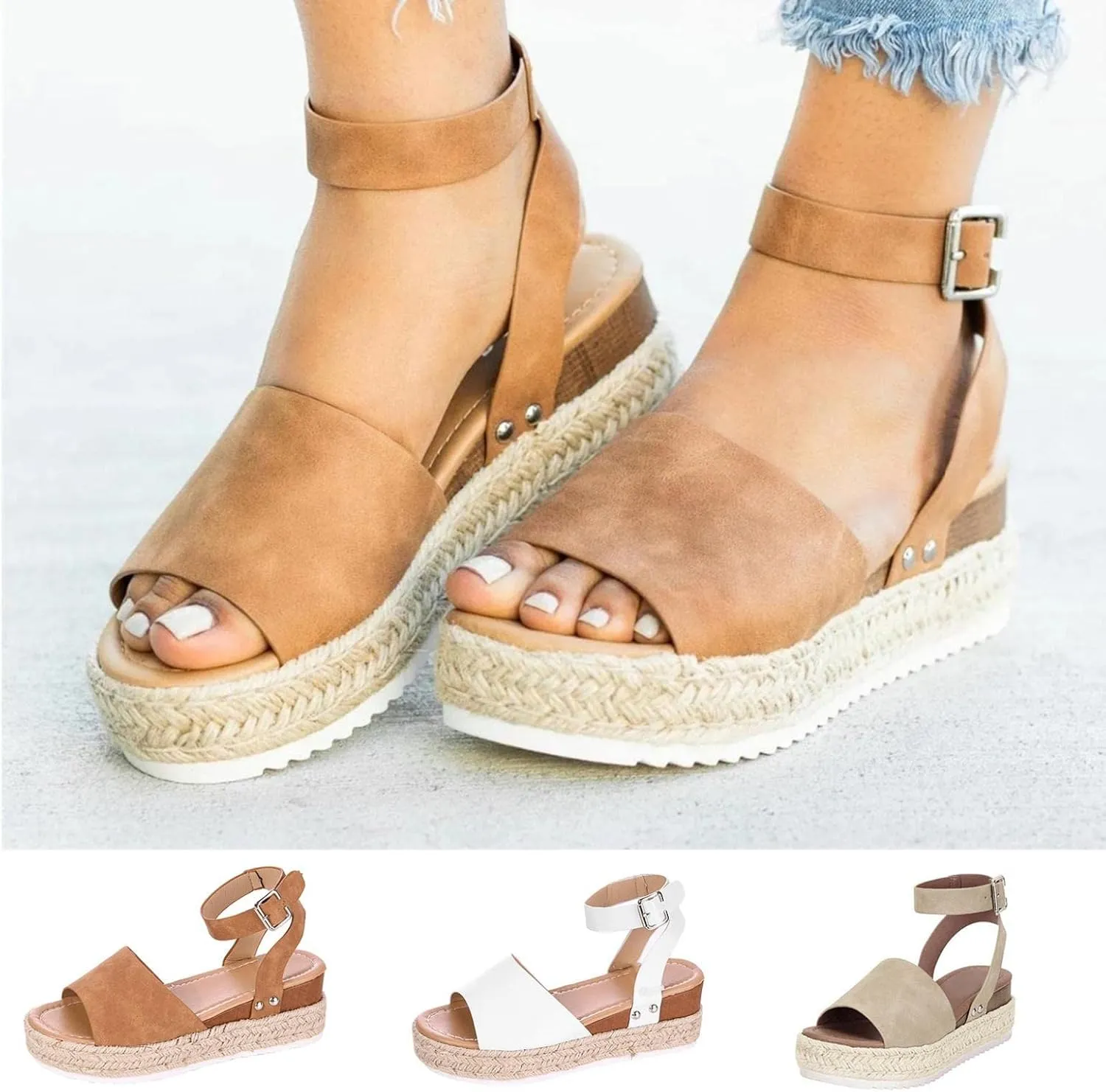 Sandals for Women Casual Summer Womens Sandals Low Wedges Peep Toe Wrapped Sexy Cute Diamond Dressy Sandalias Sandals for Women