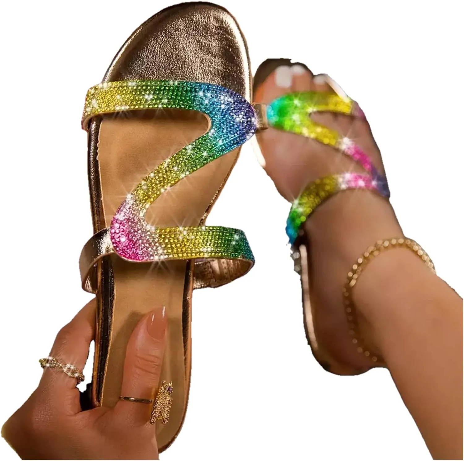 Sandals For Women Dressy Summer,Women Gladiator Sandals Flat,Summer Strappy Lace Up Open Toe Knee High Flat Sandal