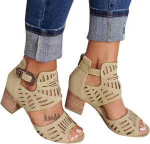 Sandals for Women Wide Width Heels,Ankle Strap Snakeskin Adjustable Buckle Clear Block Chunky High Heel Open Toe Sandal