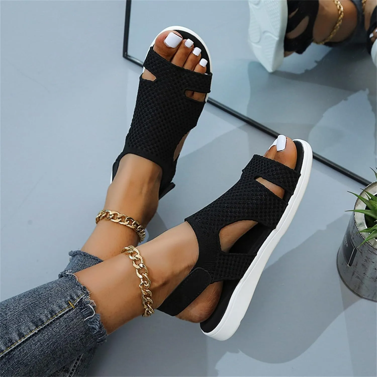 Sandals Women Comfortable Dressy Wedge Platform Sandals Ankle Strap Casual Summer Flatform Walking Orthopedic Shoes