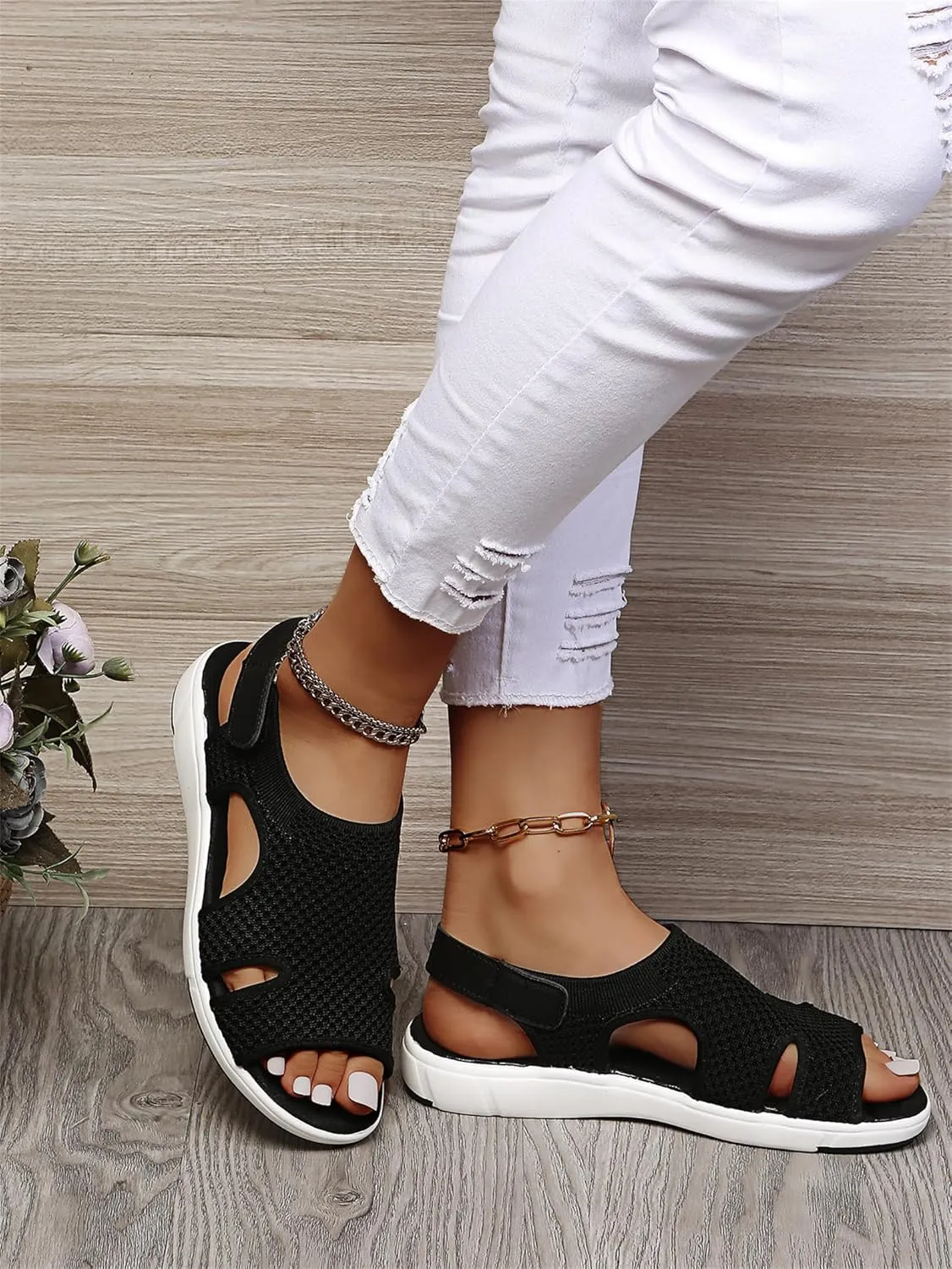 Sandals Women Comfortable Dressy Wedge Platform Sandals Ankle Strap Casual Summer Flatform Walking Orthopedic Shoes
