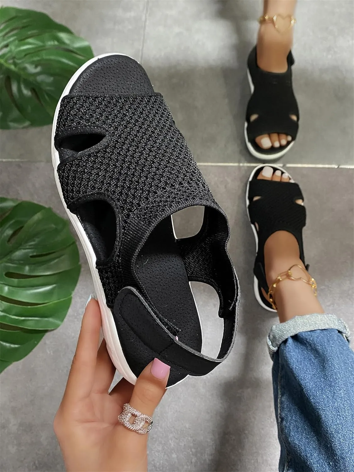 Sandals Women Comfortable Dressy Wedge Platform Sandals Ankle Strap Casual Summer Flatform Walking Orthopedic Shoes