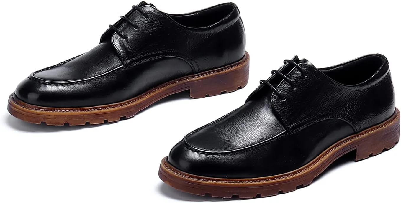 Santimon Mens Dress Shoes Leather Brogue Wingtip Oxford Formal Shoes for Men Black Brown Tan