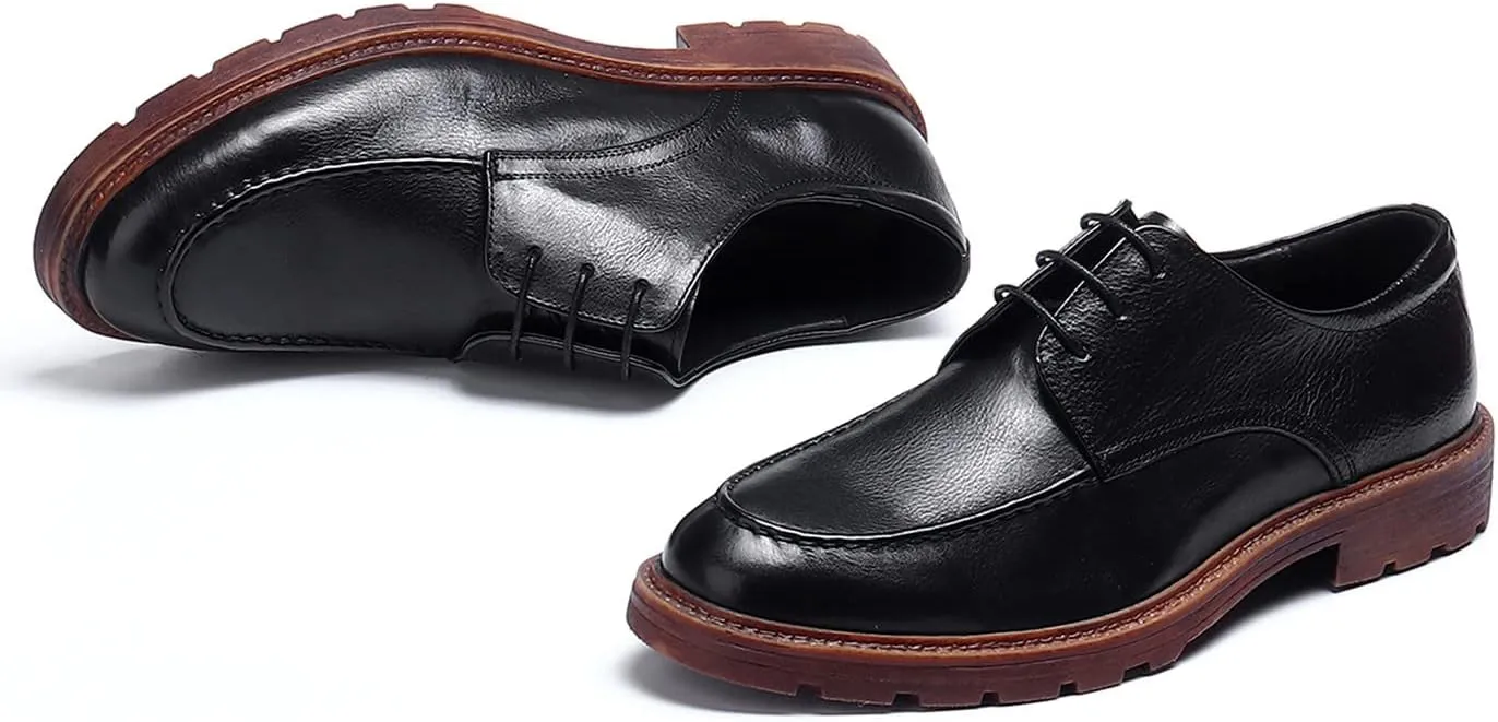 Santimon Mens Dress Shoes Leather Brogue Wingtip Oxford Formal Shoes for Men Black Brown Tan