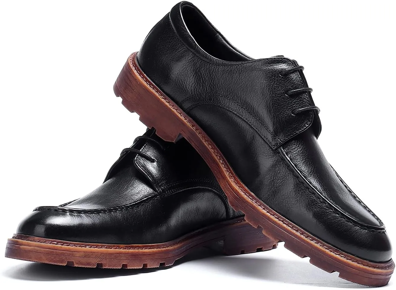 Santimon Mens Dress Shoes Leather Brogue Wingtip Oxford Formal Shoes for Men Black Brown Tan