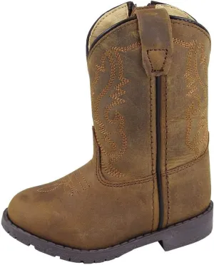 Smoky Children's Kid's Toddlers Brown Distress Leather Western Cowboy Boot