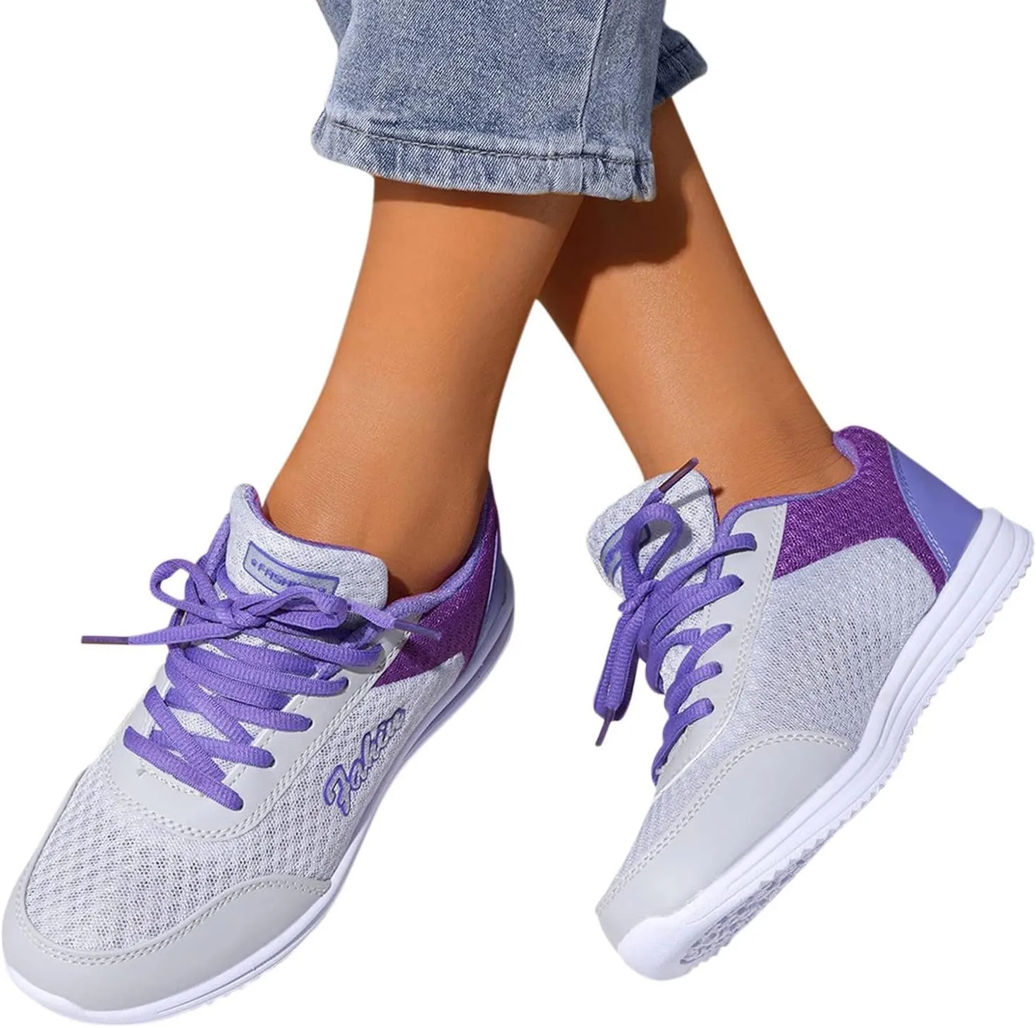 Sneakers for Women Casual Mesh Breathable Lace Up Walking Tennis Shoes Womens Wide Casual Work Shoes Fashion Sneakers 2025 Slip On Tennis Shoe Trainers Shoe