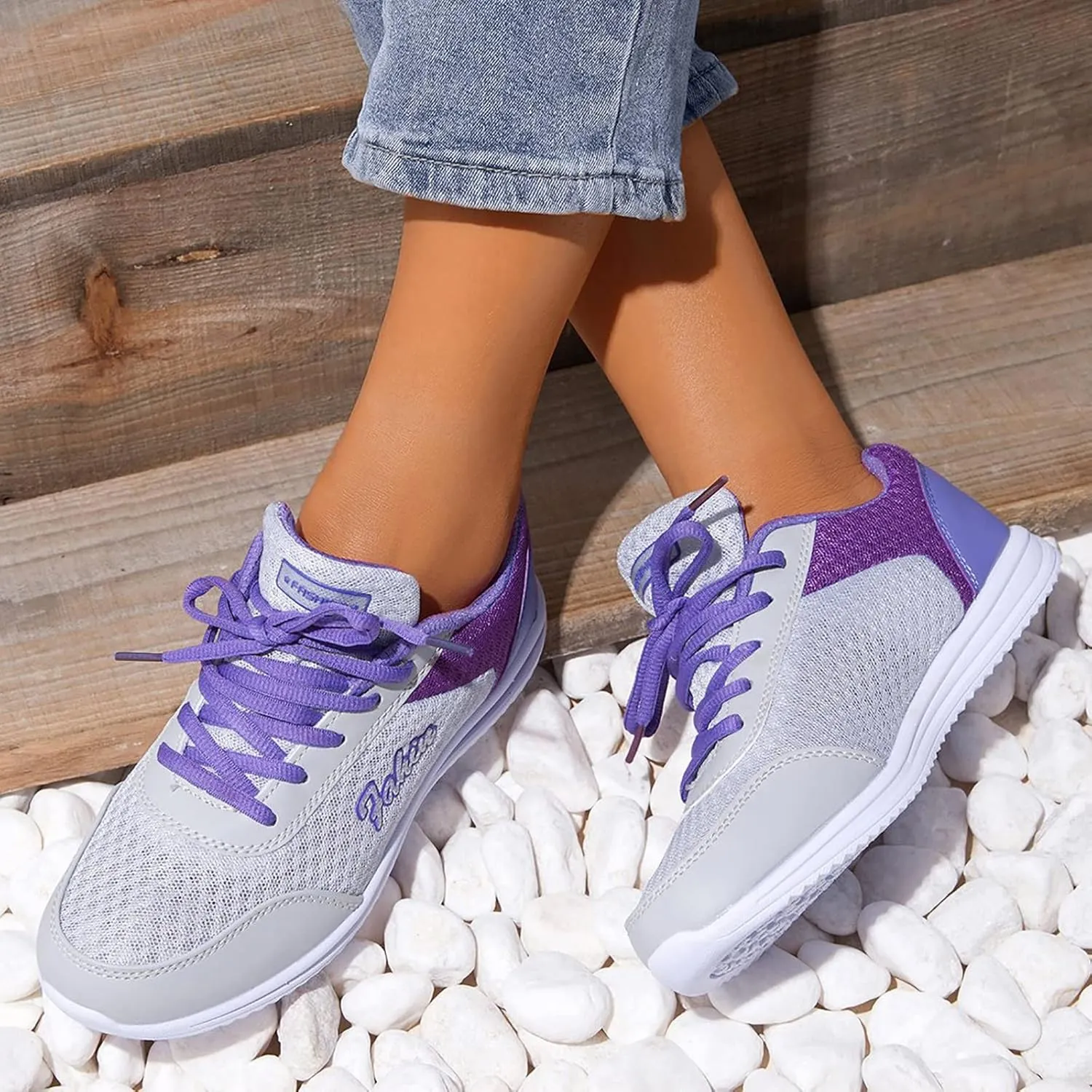 Sneakers for Women Casual Mesh Breathable Lace Up Walking Tennis Shoes Womens Wide Casual Work Shoes Fashion Sneakers 2025 Slip On Tennis Shoe Trainers Shoe