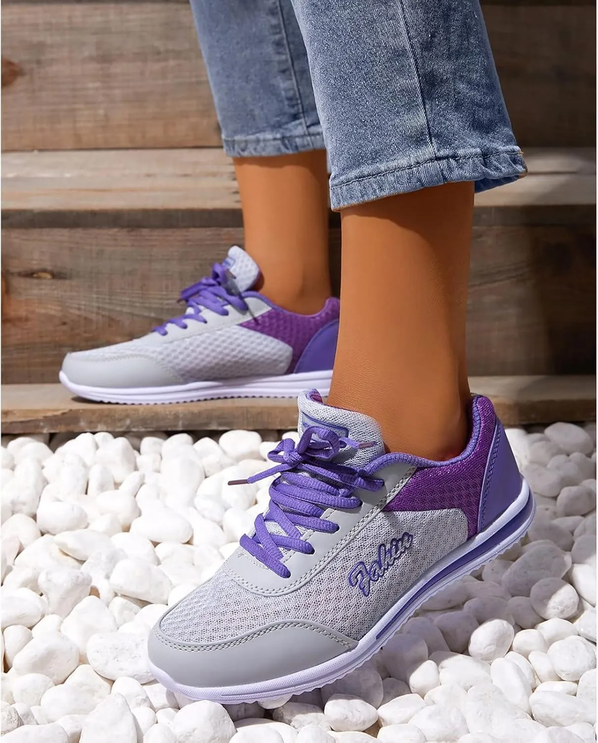 Sneakers for Women Casual Mesh Breathable Lace Up Walking Tennis Shoes Womens Wide Casual Work Shoes Fashion Sneakers 2025 Slip On Tennis Shoe Trainers Shoe