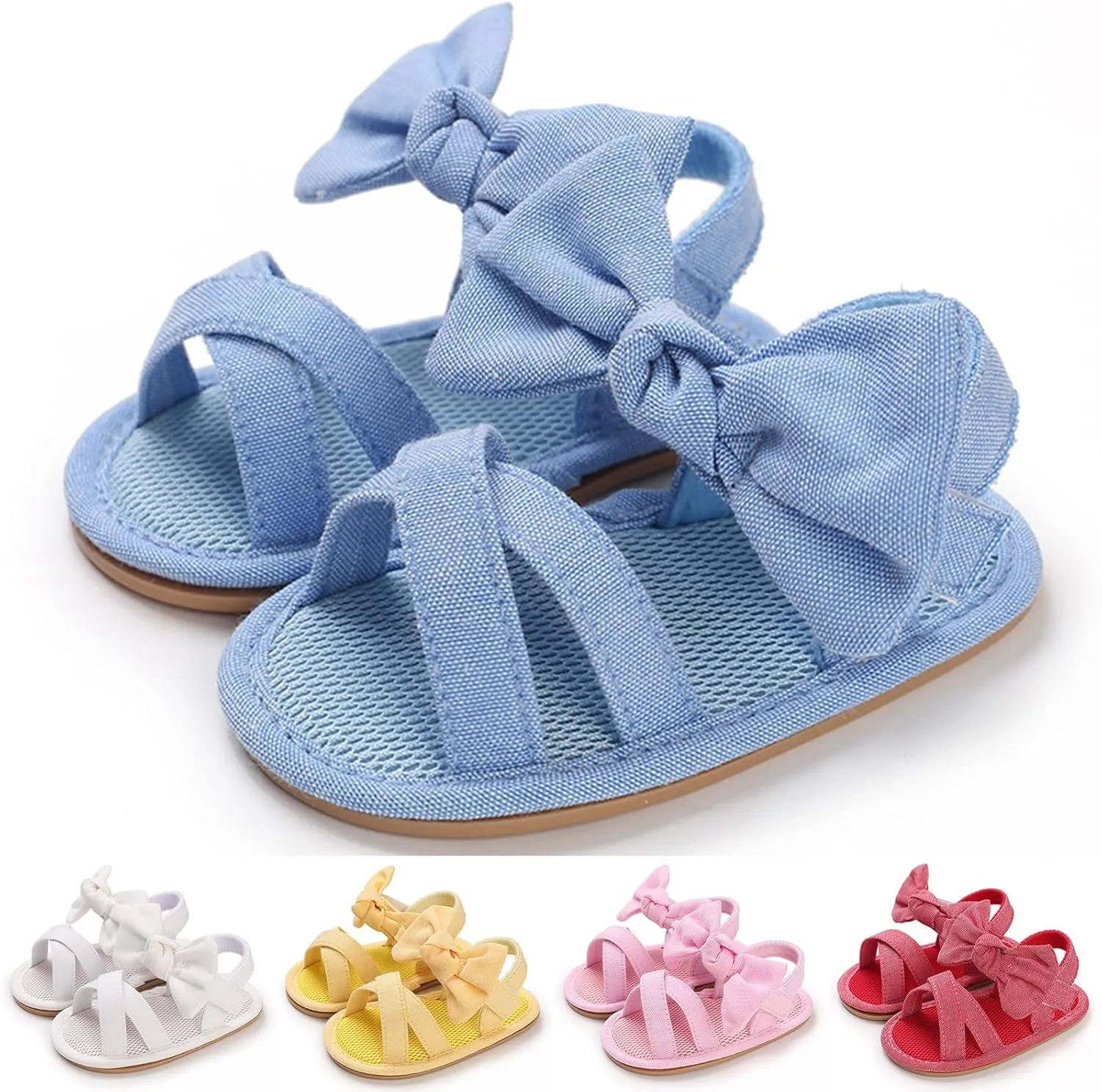Summer Children Baby Toddler Shoes Girls Sandals Flat Bottom Light Open Toe Solid Color Bow Back Black Ballet Shoes