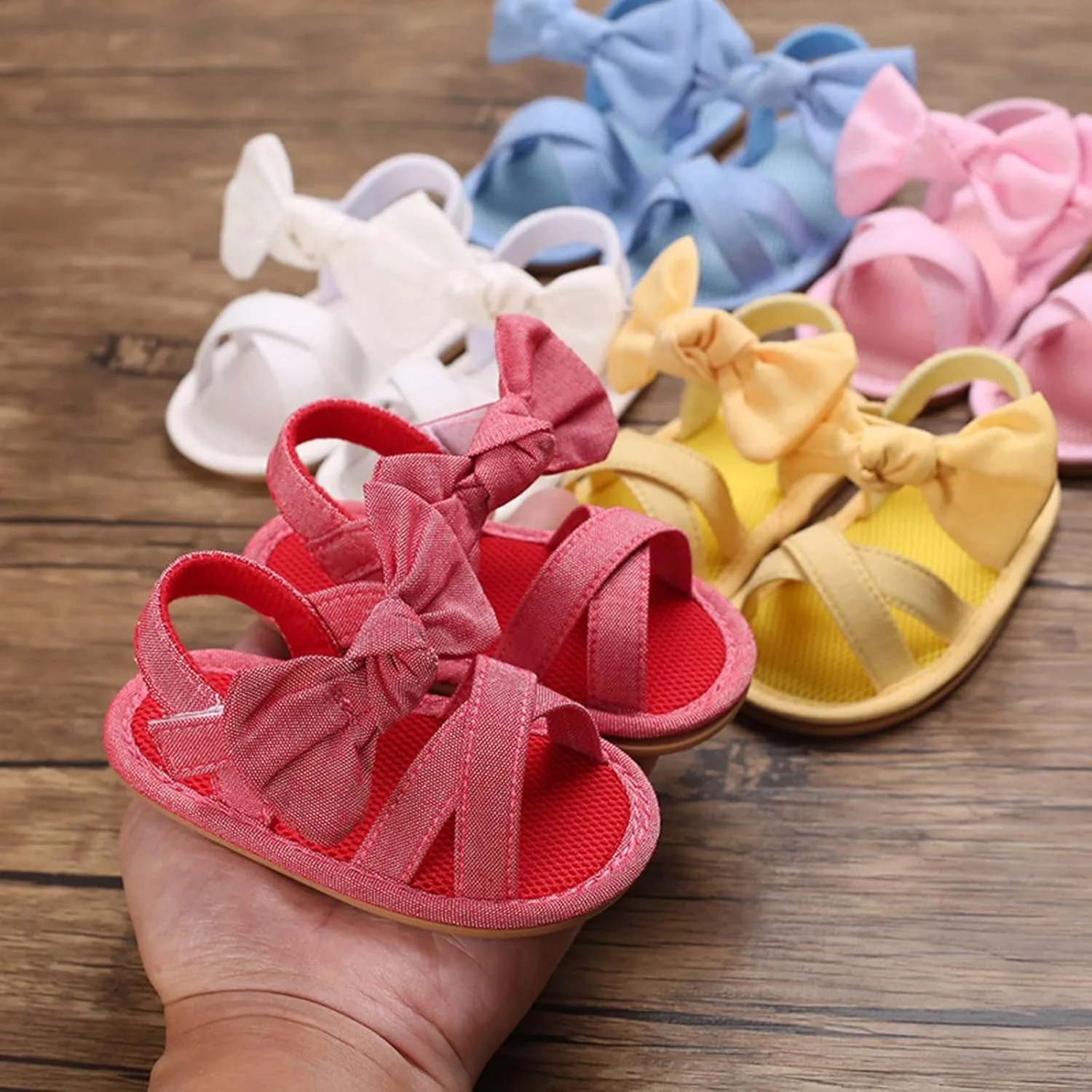 Summer Children Baby Toddler Shoes Girls Sandals Flat Bottom Light Open Toe Solid Color Bow Back Black Ballet Shoes