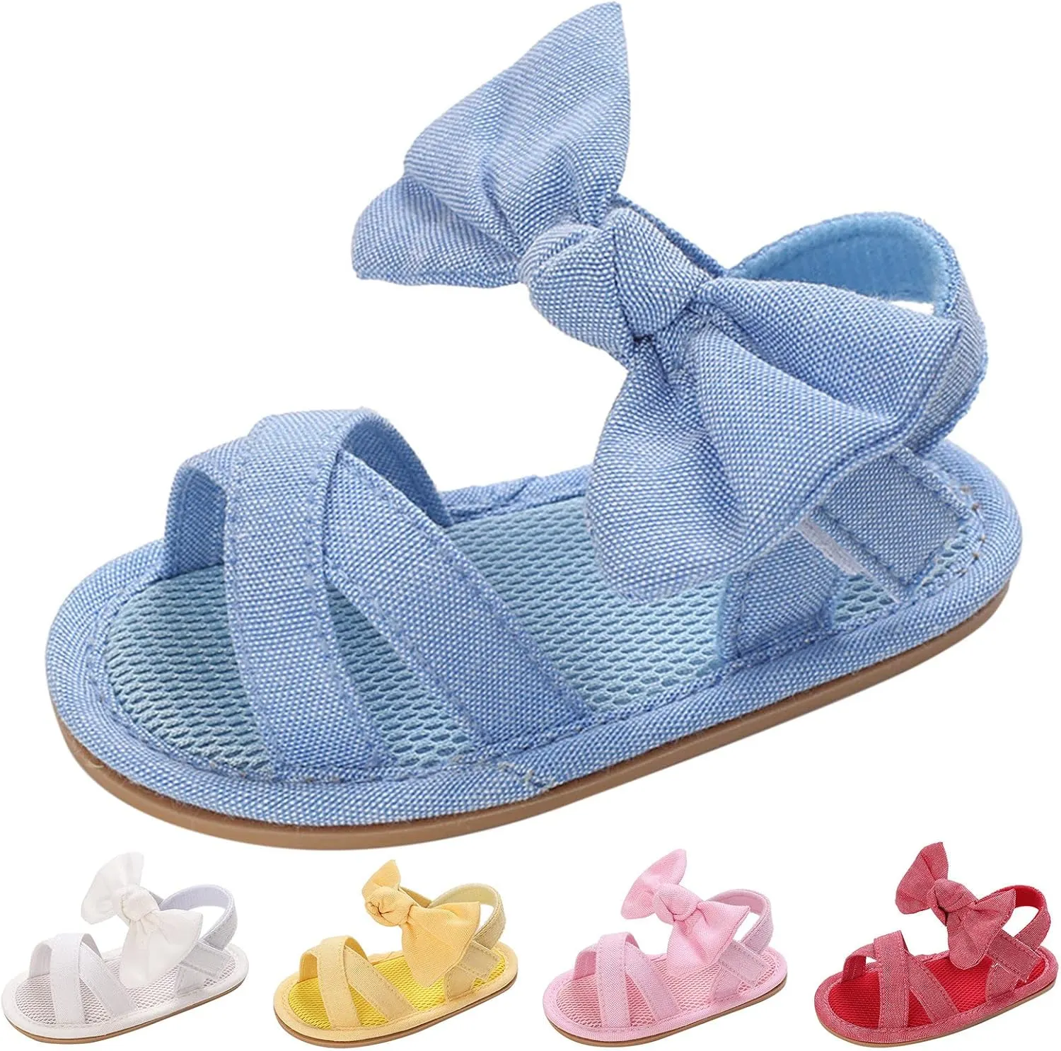 Summer Children Baby Toddler Shoes Girls Sandals Flat Bottom Light Open Toe Solid Color Bow Back Black Ballet Shoes