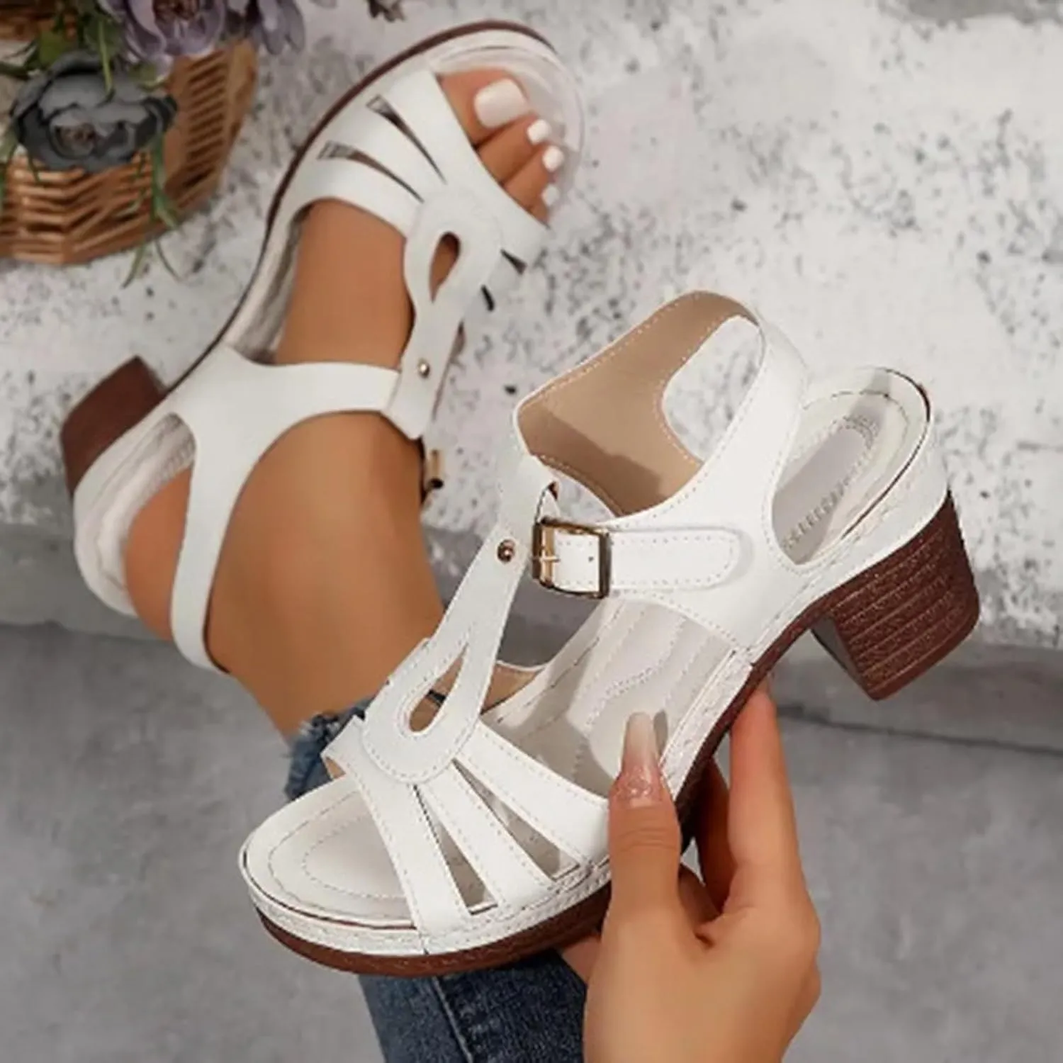 Summer Sandals for Women 2025 Chunky High Heels Open Toe Comfortable Sandals Open Toe Platform Wedge Sandals