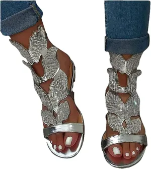 Summer Sandals For Women,Women's Cute Clip Toe Ankle Strap Dressy Flat Sandals Strappy T-Strap Gladiator Beach Sandals